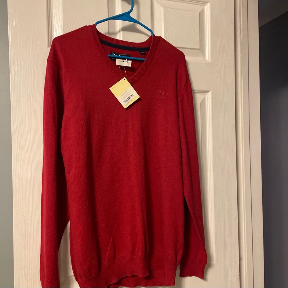 Men’s cashmere sweater new with tags Barbour size Large red